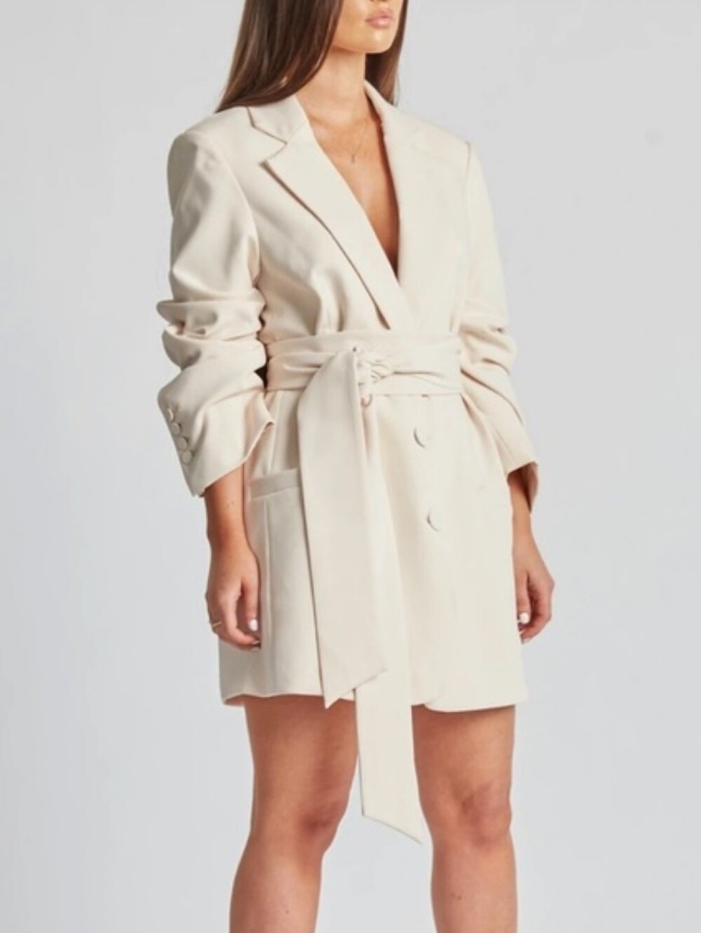 BOA  Blazer Dress Beige Cream Mini Jacket Dress Size XS